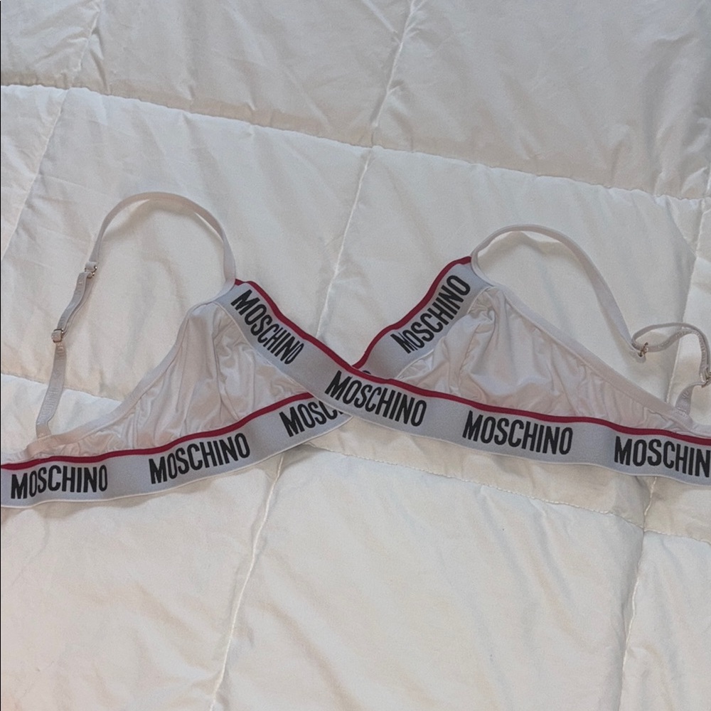 Moschino White Bralette with Red Trim